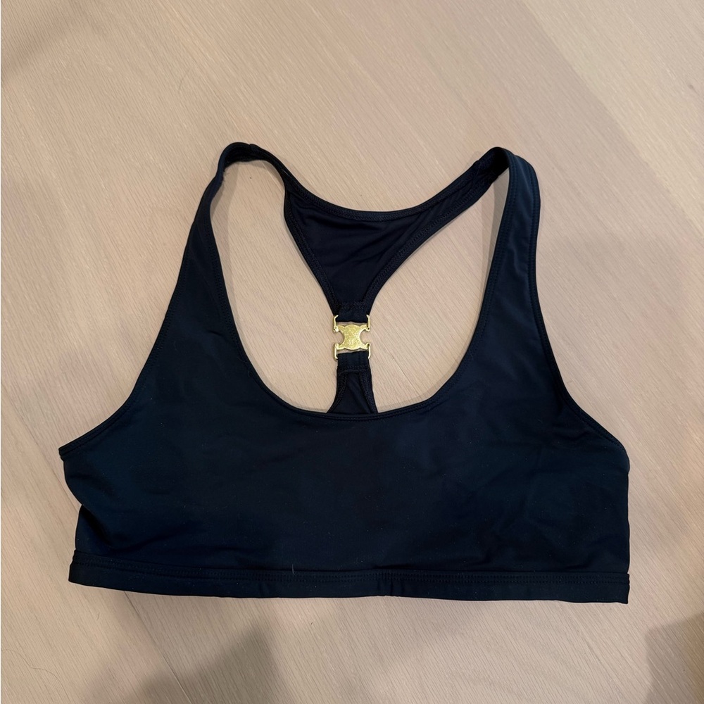 Celine Black Racerback Sports Bra top